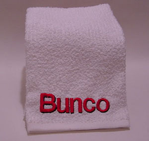 Bunco Towel, Embroidery, Bunco, Bunko
